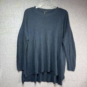 Eileen Fisher Merino Wool Teal Sweater Tunic Top Long Sleeve Size Medium